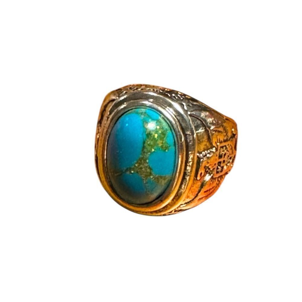 Fashion jewelry imitation turquoise and silver tone Ring size 8